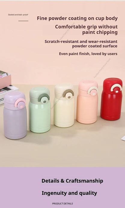 200ML/350ML Mini Thermos Cup Small Capacity Vacuum Flask Stainless Steel Pocket Cup Coffee Mug Kids Insulated Hot Water Bottle