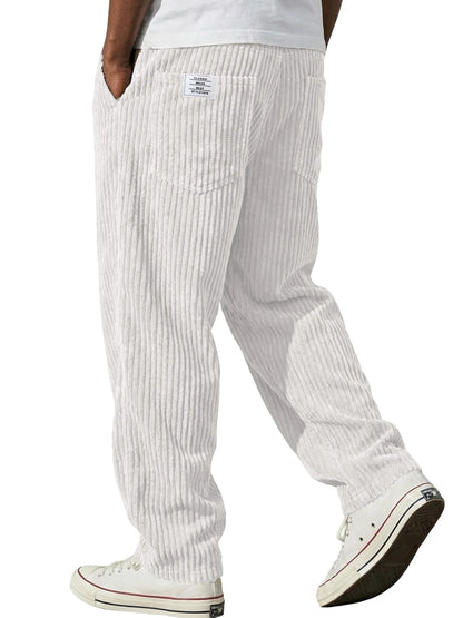 Winter Thick Warm Corduroy Sweatpants Men Fleece Liner Drawstring Straight Loose Track Pants Male Casual Fleece Thermal Trousers
