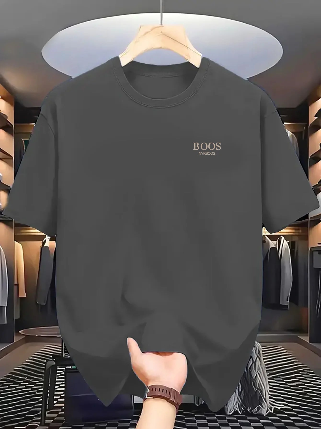 100% Pure Cotton Men's Loose T-Shirt Breathable Casual Fashion Letter Pattern Printed Short Sleeved Round Neck Top