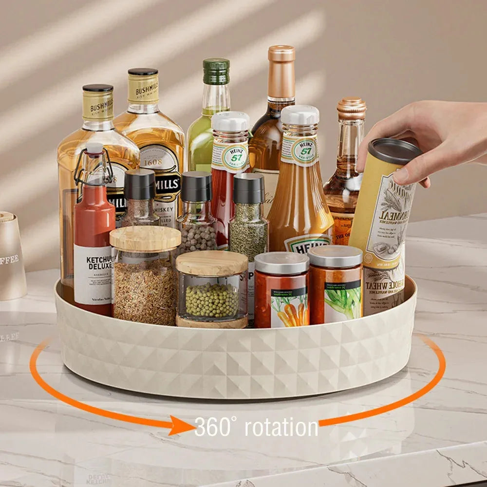 360 Rotating Spice Rack - Non-Slip Kitchen Organizer Tray