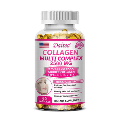 Daitea Hydrolyzed Collagen Supplement – Supports Healthy Skin, Joints, Hair, Nails - Antioxidant - Dietary Supplement