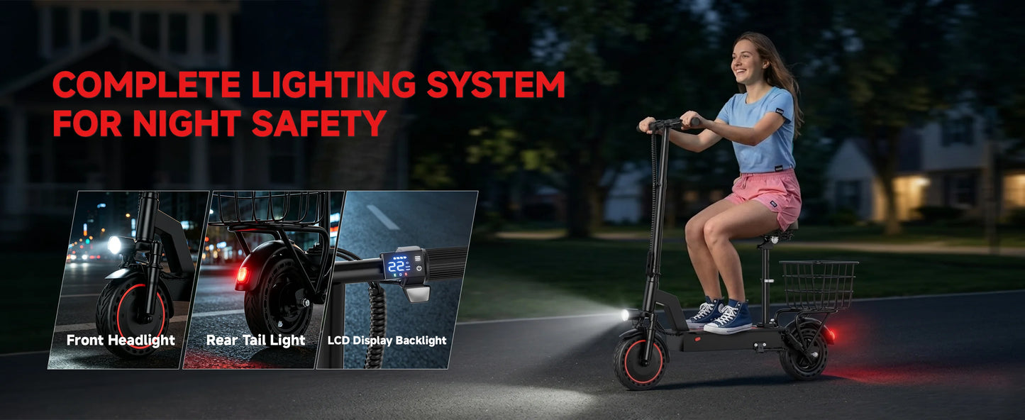 2026 New 500W 10inch Solid Tire Electric Bicycle with Basket 7.8AH Battery 22Miles Max Range 22MPH Max Speed Dua Shock Absorption Foldable Adult Ebike