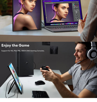 Portable Gaming Monitor 15.6 Inch FHD IPS Panel Display With Back Stand - Ultrathin