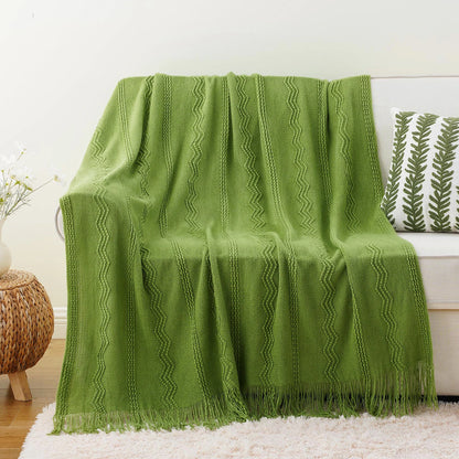 Caramel Knit Throw Blanket - Lightweight Plaid Blanket for Couch and Bed - ZOOMNSTORE