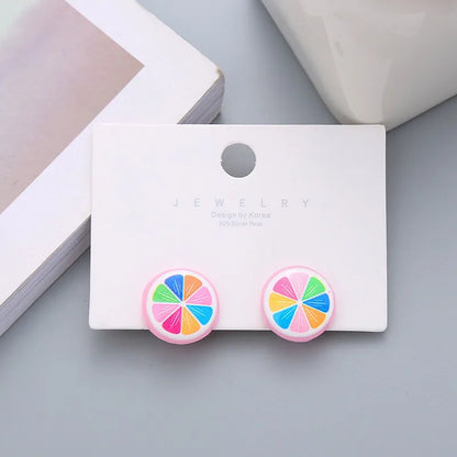 Children's Earrings No Punch Cute Vegetables Flowers Girls Ear Clips Korean Version Pain-resistant Resin Children's Ear Clips