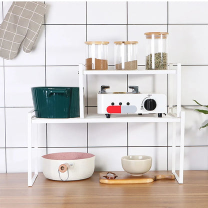 Kitchen Dish Rack - Stainless Steel Stackable Over Sink Shelf & Cutlery Holder