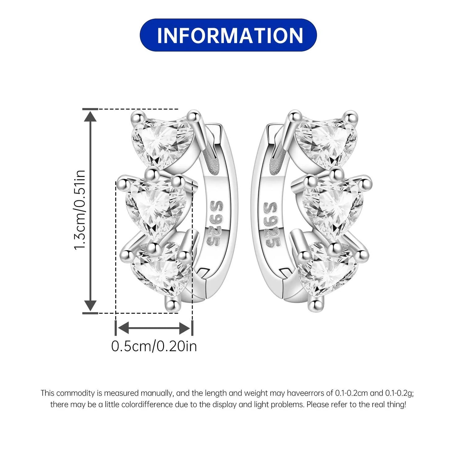 Orstarry S925 Sterling Silver Square Chain With Stone Inlaid Earrings Hoop Earrings For Women Jewelry Original Party Trendy Gift