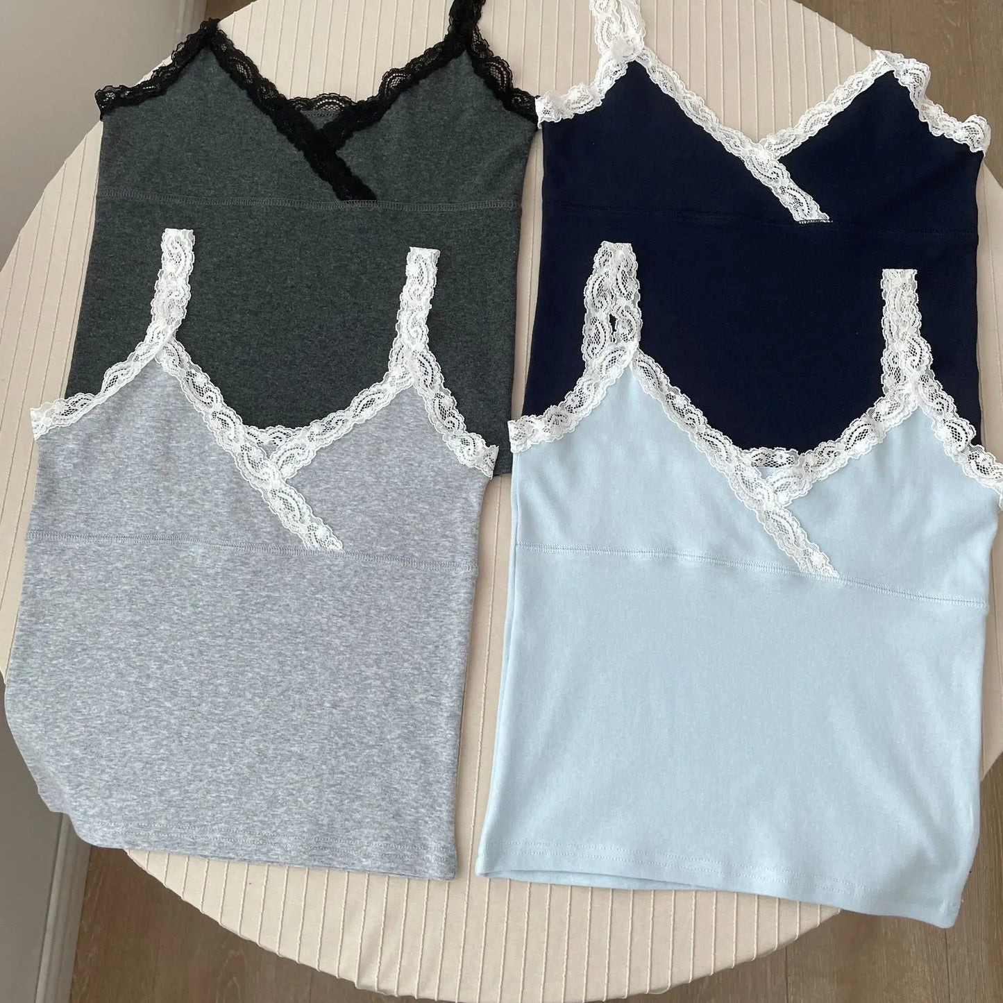 Beige Lace Trim Long Sleeve Tees Women Autumn New Streetwear Cotton Slim Sexy V-neck Lace-up Tops Sweet Simple Chic T-shirts Y2K