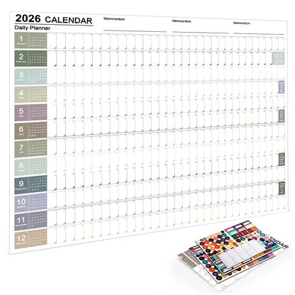 2026 New Yearly Daily Calendar Wall Schedule Planner Sheet Paper 365 Day Plan Annual Hanging Planning Weekly Agenda Pad Month 12