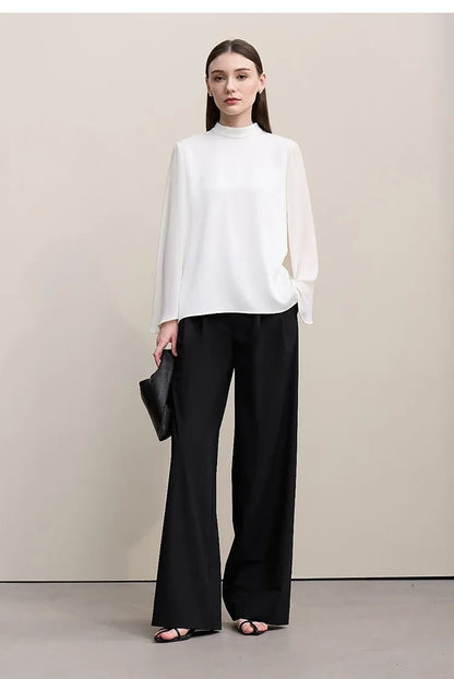 Amii Minimalism Women' S Pants 2026 Spring New Versatile Pleated Loose Wide-leg Pants Solid Color Casual Basic Trousers 12641076