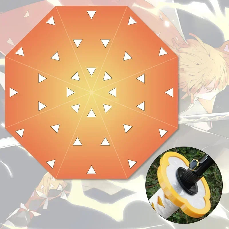 Demon Slayer Katana Umbrella Anime UV Blocking Parasol Raincoa Kyoujurou Real Japanese Katana Samurai Sword Long Umbrella Gift