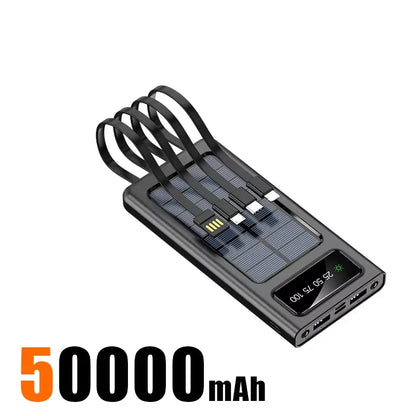 500000mAh 4in1 Solar Power Bank High Capacity 120W Fast Charging USB TypeC LED Light Outdoor Battery For iPhone Samsung 2026 NEW