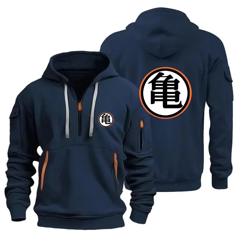 Dragon Ball Goku Cosplay Hoodie DBZ Half Zipper Casual Sweatshirt Comfortable Versatile Daily Wear Anime Fan Gear