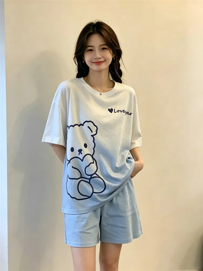 Sleepwear Set Women Short Pajamas for Women Women's Summer Pajamas Pajama Sets Pijama Woman Home Wear Panties Sleep Lounge
