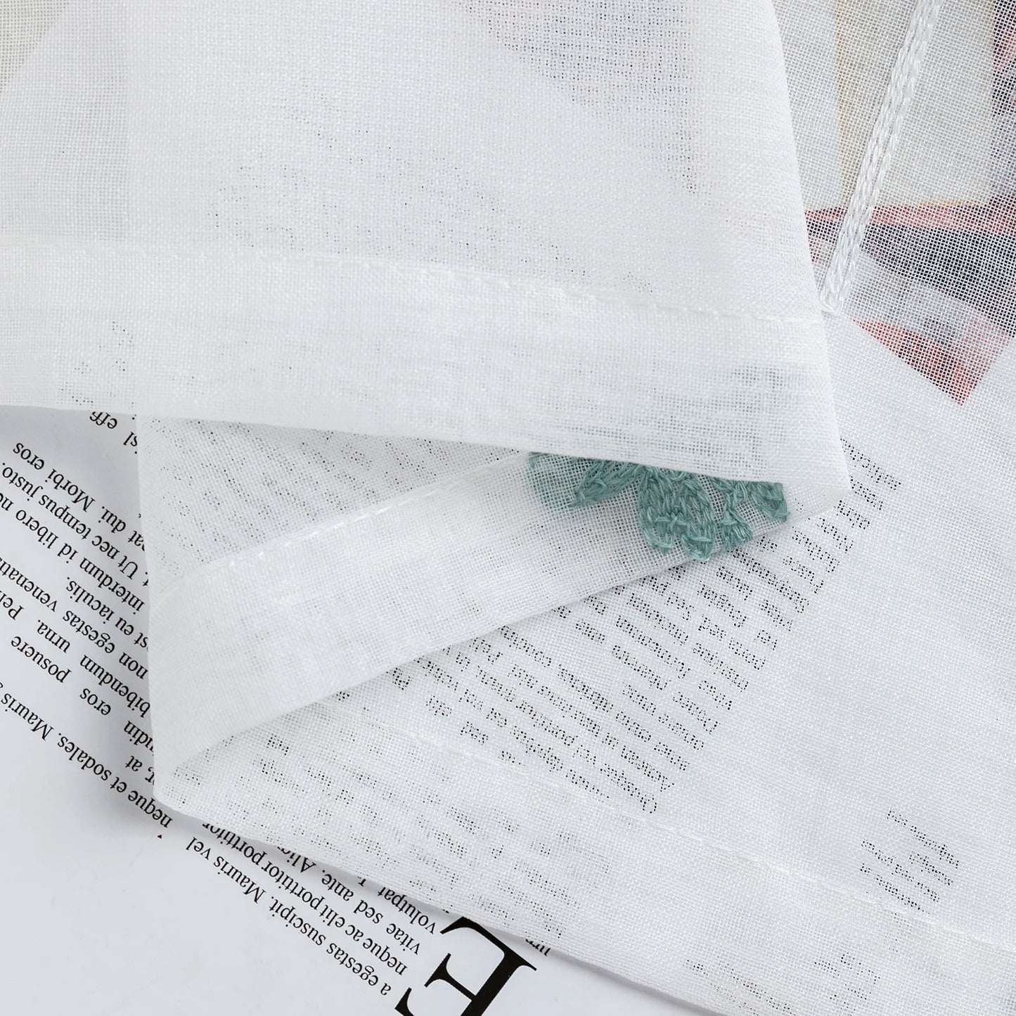 Long Sheer Curtain - Embroidered Voile Curtain Panels with Rod Pocket for Bedroom & Living Room