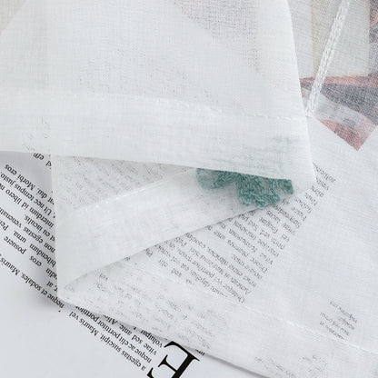 Long Sheer Curtain - Embroidered Voile Curtain Panels with Rod Pocket for Bedroom & Living Room