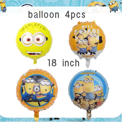 Big Eye Yellow Man Birthday Party Supplies - Disposable Tableware Tablecloth Plates Cups Balloons