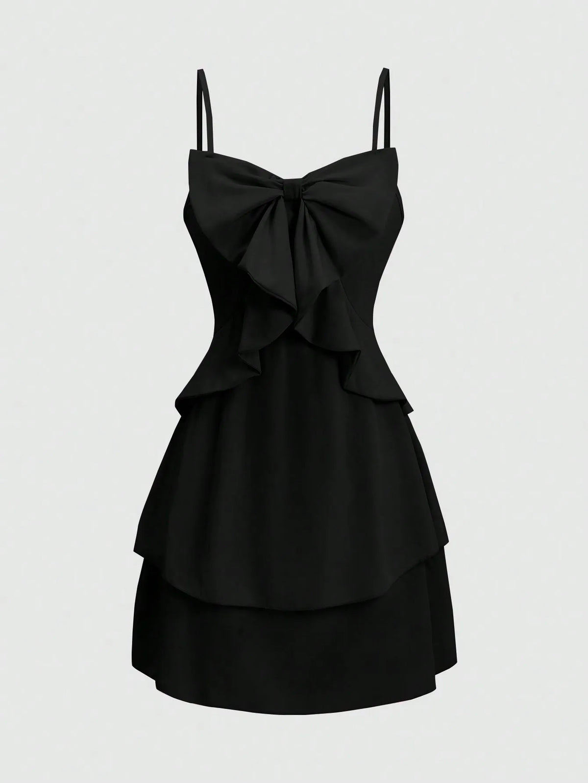 Women's Ruffle Suspender Dress – Three-Layer Bow Strap Dress