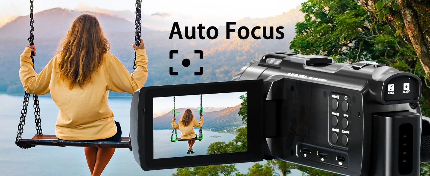 4K Camcorder - 48MP Vlogging Camera with 16X Digital Zoom & WiFi Control