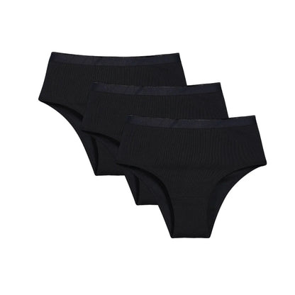 3Pcs/Set Women Cotton Panties High Waist Underwear Female Underpants Solid Color Soft Stretch Briefs Comfort Sexy Lingerie S-L