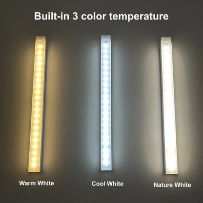 Rechargeable Motion Sensor LED Bar Light Induction Night Light Portable Cordless Magnetic Cabinet Lamp for Kitchen Bedside