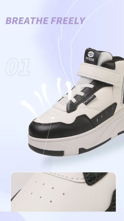 Children Roller Skates - Kids 4 Wheel Shoes With TPR Outsole & Hook And Loop Closure