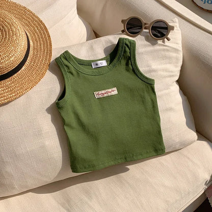 Kids Summer Clothes Sleeveless T-shirt Fashion Children T-shirt For Girls Boys Cotton Vest Tops