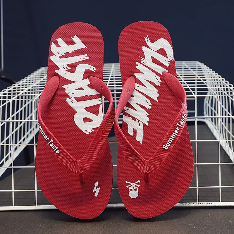 Men's Summer Lightning Thong Sandals Edgy Non-Slip Soft Sole Beach/Street Trendy Student Durable Outdoor Casual Flip-Flops Shoes