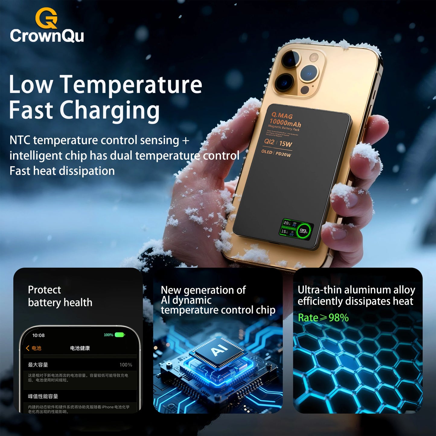 Magnetic Wireless Powerbank Qi 2.1 USB-C Fast Charging External Battery for iPhone 12-17 Pro Airpods Watch Xiaomi 10000mAh