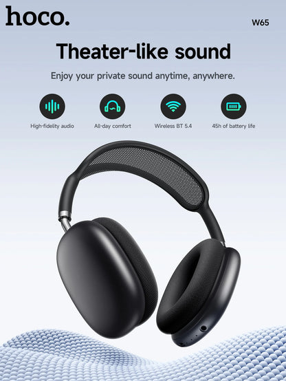 hoco Over the Ear Bluetoothe 5.4 Headphones Sports Wireless Earphone Headsets with Microphone for Phone Call Fabric Eartips