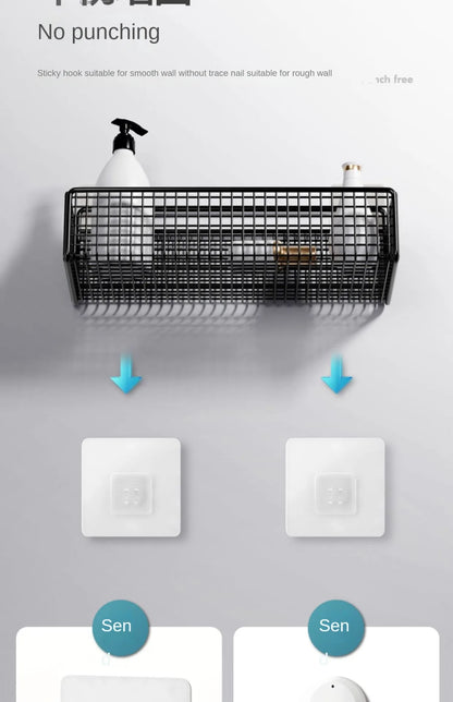 Multifunctional Bathroom Organiser - Wall Mount Toiletries Storage Rack