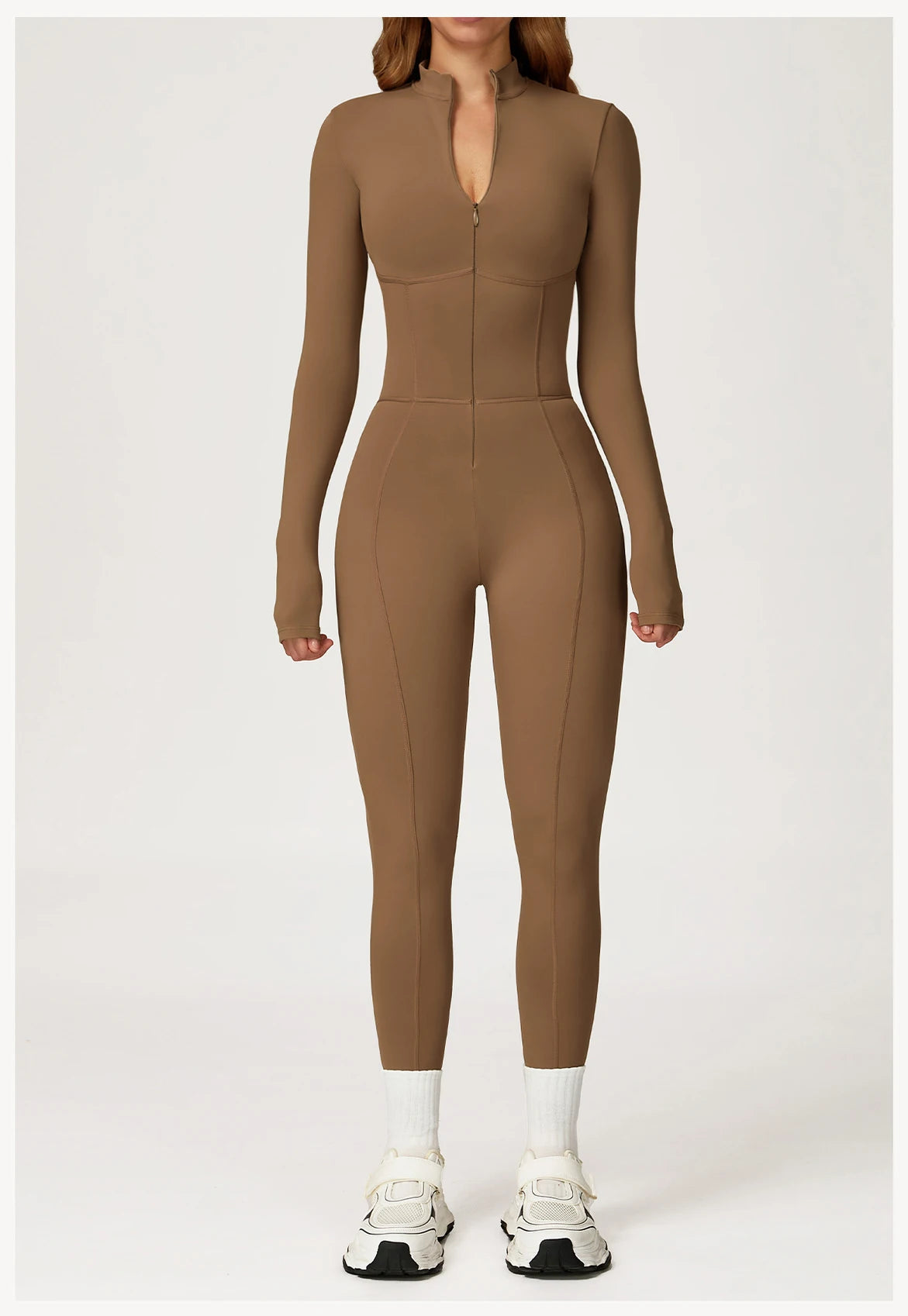Velvet Yoga Jumpsuit – Women's Fitness Set | Long-Sleeved Push-Up Activewear