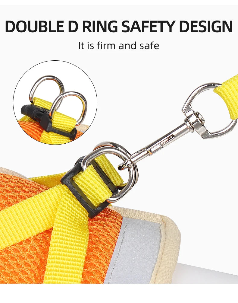 Two-tone Cat Small Dog Harness and Leash Set Breathable Mesh Reflective Escape Proof Puppy Kitten Walking Vest Style Pet Harness