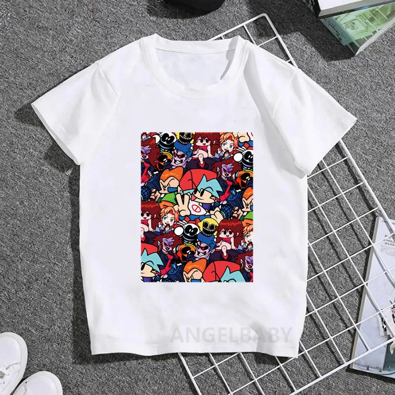 Hot Game Friday Night Funkin Cartoon Kids T shirt Girls Summer Fashion Tops Baby Boys Clothes Children Short Sleeve T-shirt