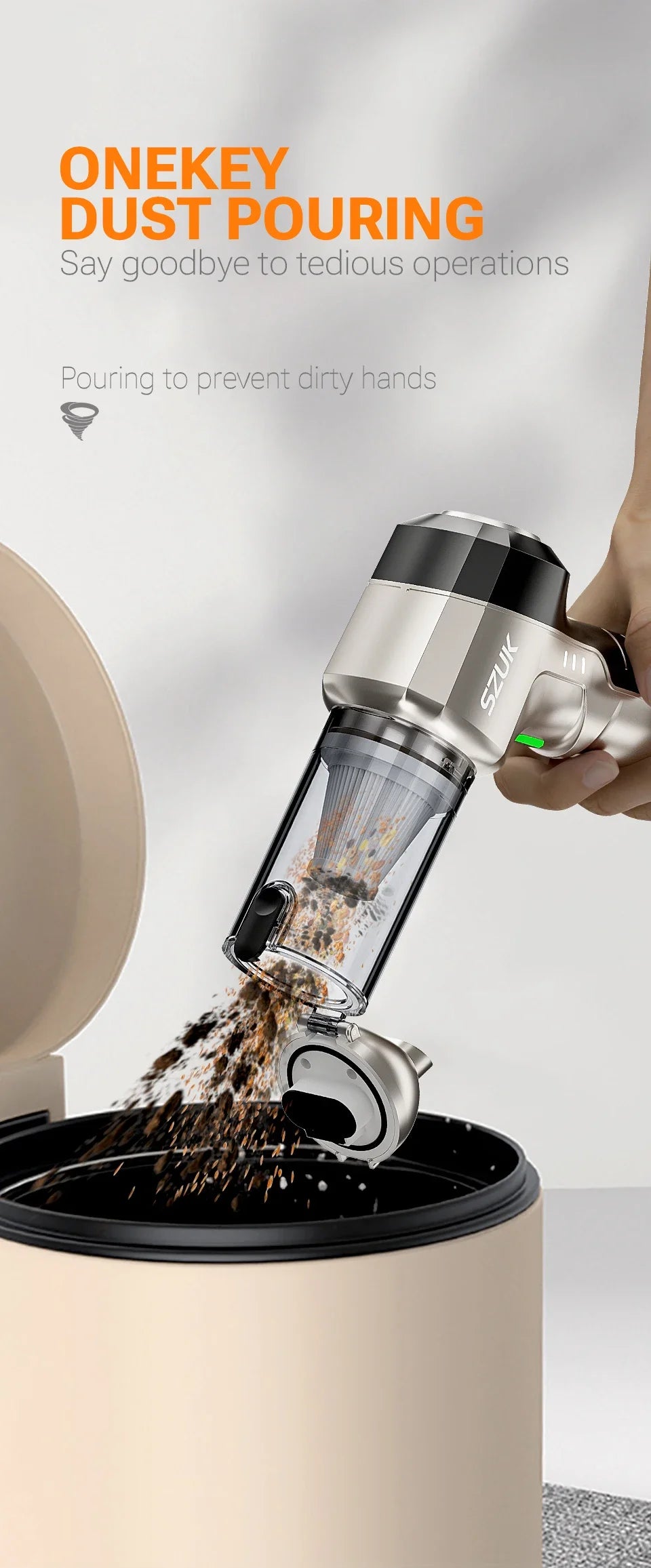 Wireless Car Vacuum - Portable Handheld Cleaner With Strong Suction & HEPA Filter