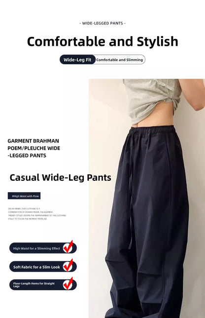 American High Street Style Women's Cargo Pants Spring Summer 2026 New Slimming Drapey Loose Sweatpants Folded Hem