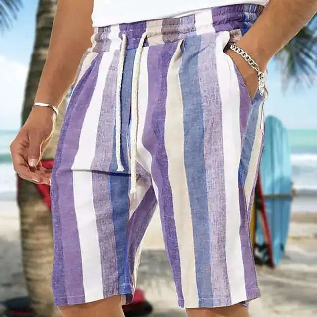 Summer Fashion Striped 3D Print Beach Shorts Swimwear Men's Oversized Surfing Board Pants Holiday Swimsuits Trunks Man Clothing