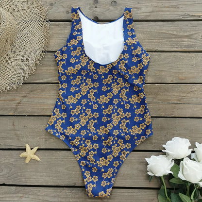 2026 New Printed One-piece Swimsuit Classic Printed Lace Up Swimsuit Women's Push Up Flower One-piece Suit Beach Wear For Female