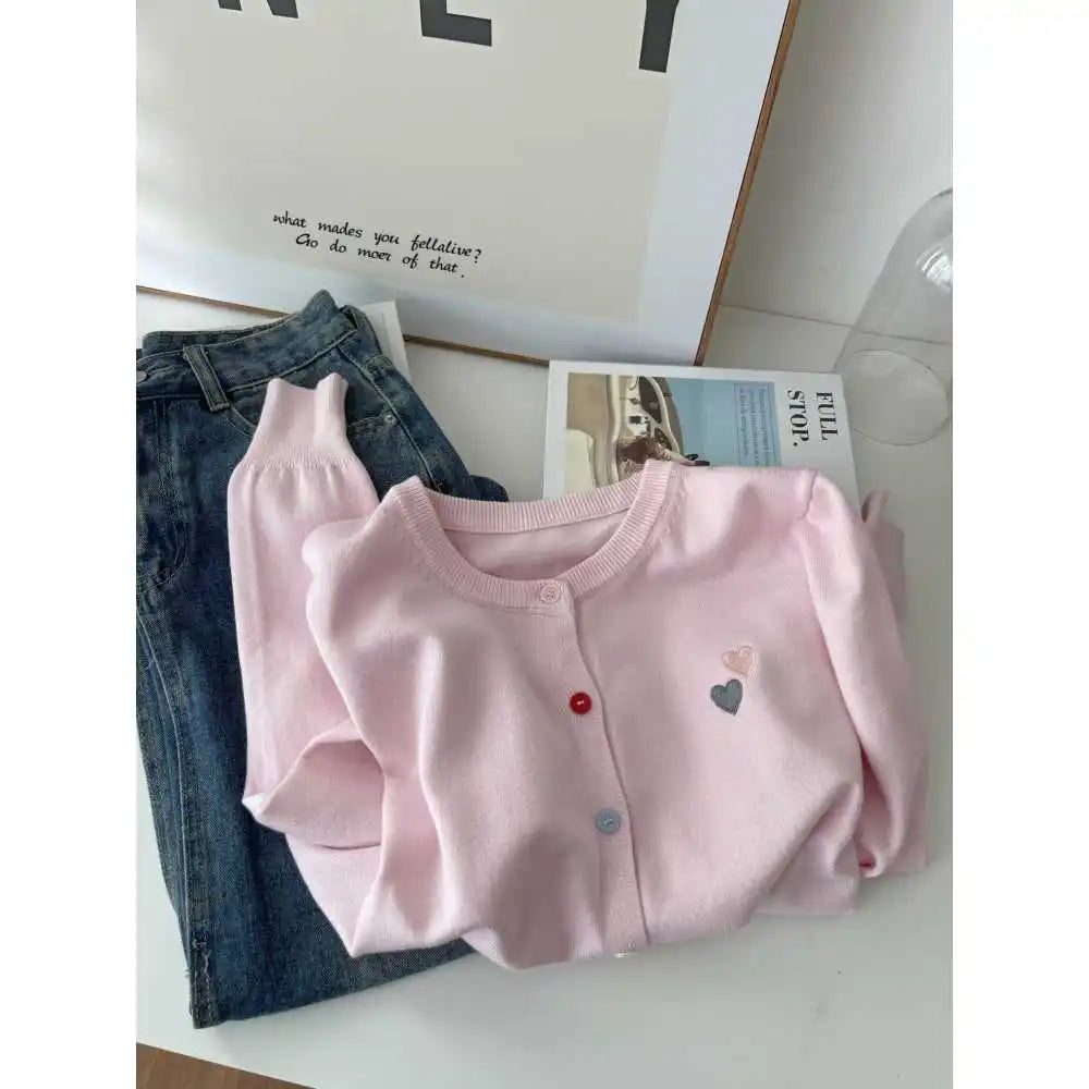 Fashion Versatile Women Sweater 2026 Autumn Winter Elegant Embroidered Women Knit Cardigan Long Sleeve Unique Colorful Buttons