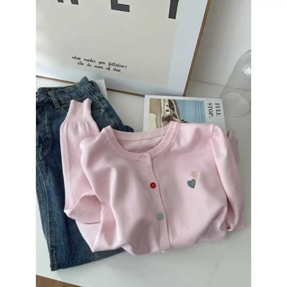 Fashion Versatile Women Sweater 2026 Autumn Winter Elegant Embroidered Women Knit Cardigan Long Sleeve Unique Colorful Buttons