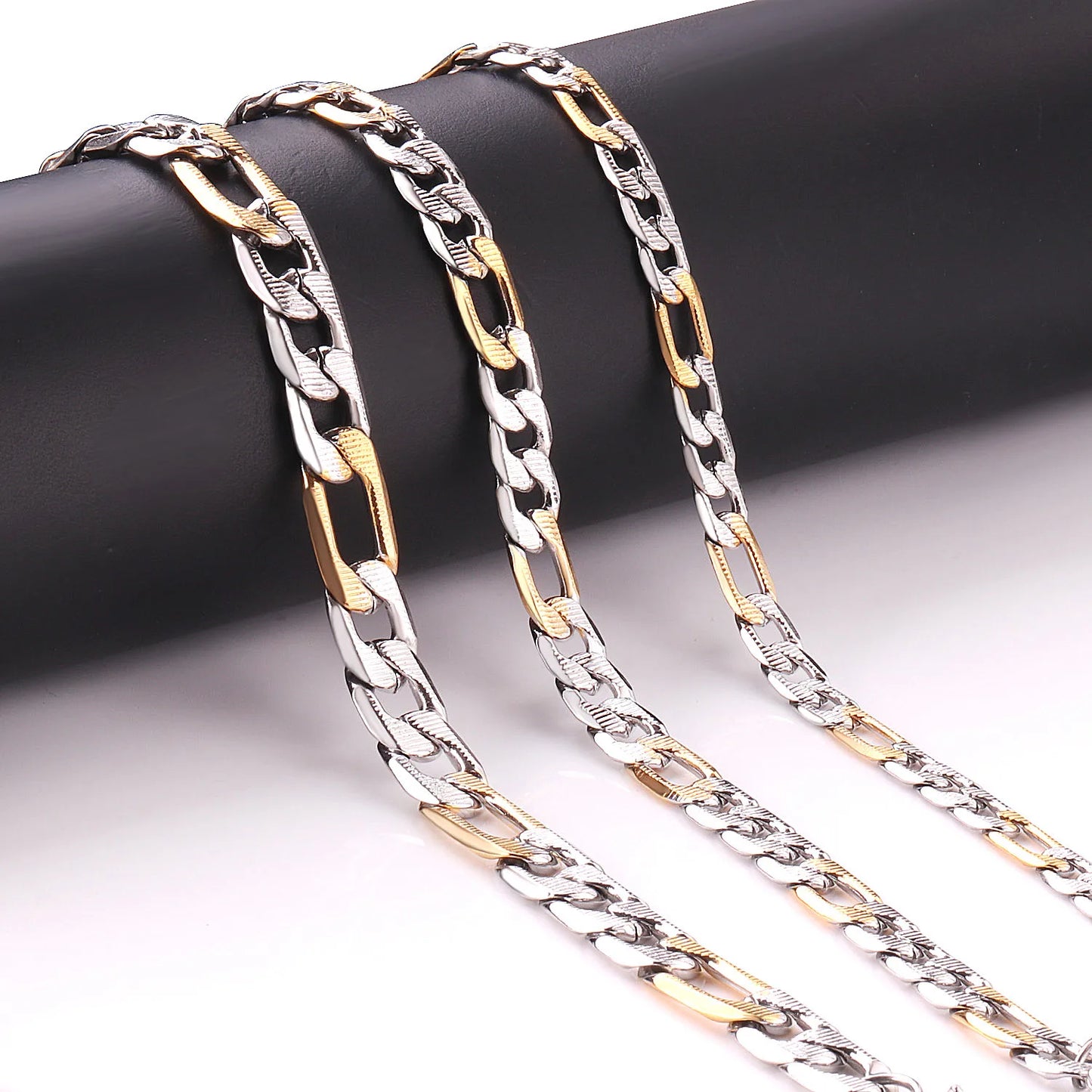 LUXUKISSKIDS Cuban Link Chain Necklaces Bracelets Set for Men/Woman 6/8/10mm Gold Color Stainless Steel Chain Punk Jewelry GIfts