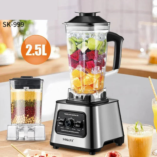 6000W Professional Blender - Smoothie Maker with 25L Container for Ice Nuts and Fruits