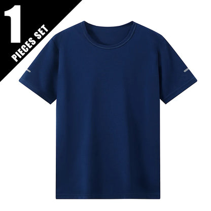 1/4piece Spring/Summer Youth Plus Size 13-16 Years Old Quick Drying Sports Short Sleeved T-shirt Versatile Top For Boys And Girl