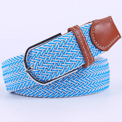 Unisex Stretch Jeans Belt - Casual Knitted Woven Canvas Pin Buckle