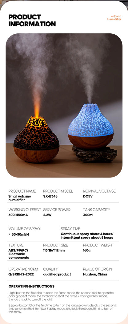 300ml USB Desktop Humidifier - Colorful Mist Diffuser  Air Purifier