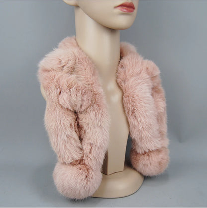 Rabbit Fur Scarf - Genuine Real Natural Fur Muffler for Women Winter Warmth