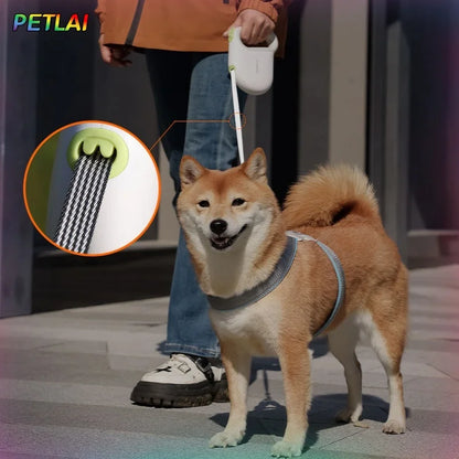 Dog Telescopic Leash 5m Reflective Leash Silicone Effort-Saving Handle Safe Walking the Dog at Night Explosion-Proof Dog Leash