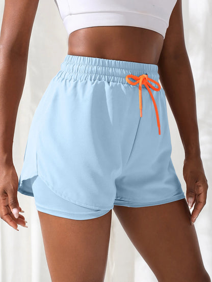 Women's High Rise Yoga Shorts - Elastic Waistband, Breathable Running Shorts