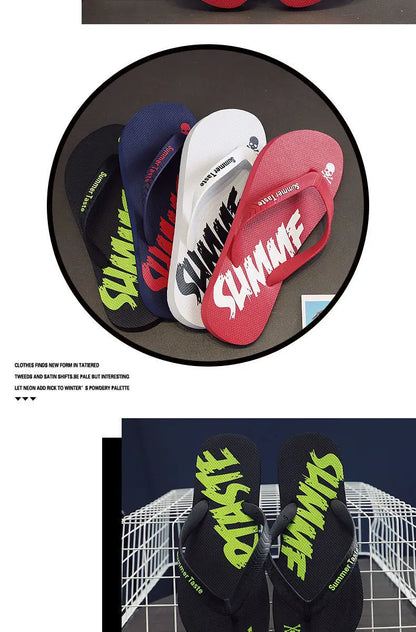 Men's Summer Lightning Thong Sandals Edgy Non-Slip Soft Sole Beach/Street Trendy Student Durable Outdoor Casual Flip-Flops Shoes