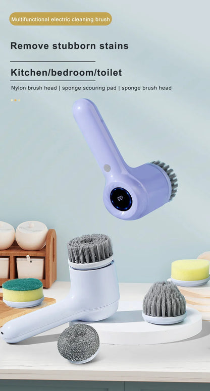 USB Electric Rotary Scrubber Cleaning Brush,With 5 Brush Head Electric cleaning brush,For ,Kitchen,Bathtub Tile Scrubber